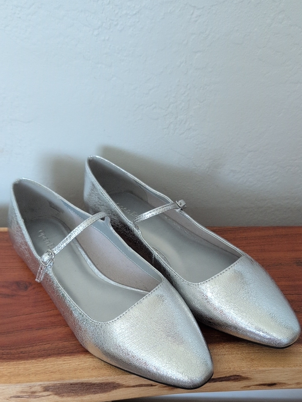 Open Edit Nordstrom Regina Mary Jane Ballet Flats Metallic Silver 9.5